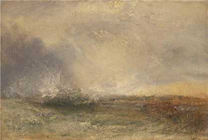 约瑟夫·马洛德·威廉·特纳（Joseph Mallord William Turner，英国画家）作品赏析-(海岸上的暴风雨海浪 (1840 -1845))