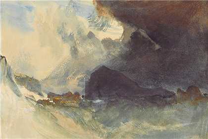 约瑟夫·马洛德·威廉·特纳（Joseph Mallord William Turner，英国画家）作品赏析-(Mewstone, 德文郡)
