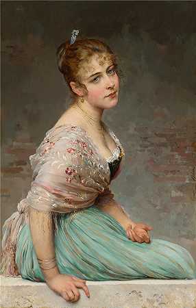 尤金·冯·布拉斯 (Eugene von Blaas意大利画家)-( 沉思 (1893))