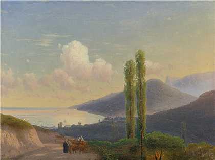 伊万·艾瓦佐夫斯基（Ivan Aivazovsky，俄罗斯画家）风景油画-(克里米亚古尔祖夫之路（大约 1878 年）)