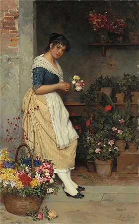 尤金·冯·布拉斯 (Eugene von Blaas，意大利画家)-( 最美丽的玫瑰 (1887))