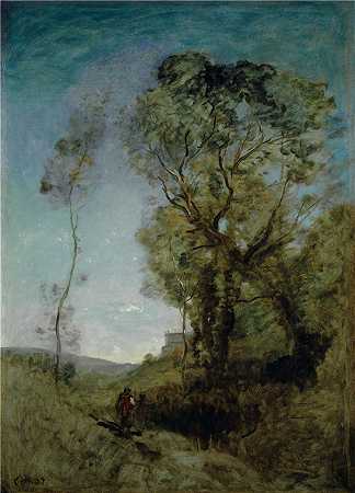 让·巴蒂斯特·卡米尔·柯罗（Jean-Baptiste-Camille Corot,法国画家）高清油画-(意大利别墅)