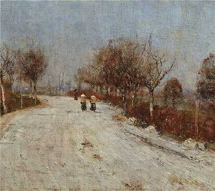 克里斯蒂安·罗尔夫斯（Christian Rohlfs，德国画家）绘画作品-(通往格尔梅罗达之路 (1893))