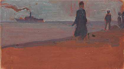 埃贡·席勒（ Egon Schiele，奥地利画家）-(从海滩上看到的轮船（1907年）)
