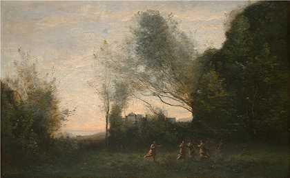 让·巴蒂斯特·卡米尔·柯罗（Jean-Baptiste-Camille Corot,法国画家）高清油画-(仙女之舞（1865-70）)