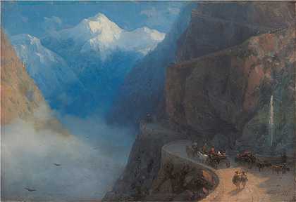 伊万·艾瓦佐夫斯基（Ivan Aivazovsky，俄罗斯画家）风景油画-(从姆莱塔到古道里 (1868))