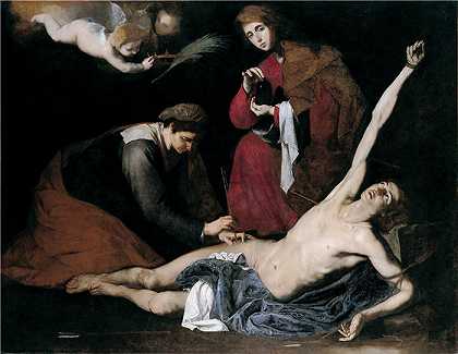 胡塞佩·德·里贝拉（Jusepe de Ribera，西班牙画家）-(圣女照料的圣塞巴斯蒂安 (1621))