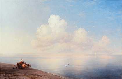 伊万·艾瓦佐夫斯基（Ivan Aivazovsky，俄罗斯画家）风景油画-(静海（1887）)