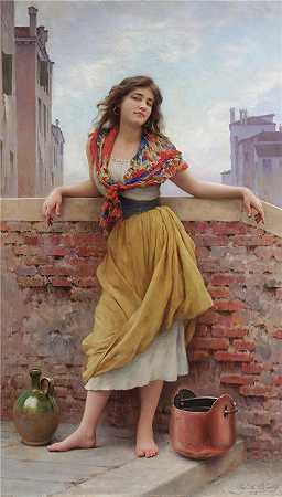尤金·冯·布拉斯 (Eugene von Blaas，意大利画家)-( 运水者 (1908))