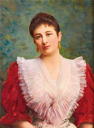 尤金·冯·布拉斯 (Eugene von Blaas，意大利画家)-( Olga Sardegna Daverio 的肖像)
