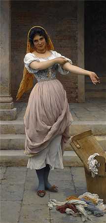尤金·冯·布拉斯 (Eugene von Blaas意大利画家)-( 洗衣妇 (1899))