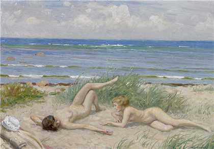 保罗·费舍尔(Paul Fischer，丹麦画家)-(海滩上的女)