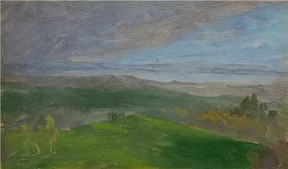 弗雷德里克·埃德温·丘奇（Frederic Edwin Church，美国画家）-(夏季景观，纽约哈德逊河谷（1870–80）)