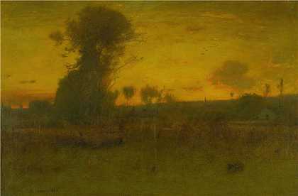 乔治·英尼斯 (George Inness，美国画家)-(日落之后，新泽西州蒙特克莱尔（1888 年）)