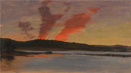 弗雷德里克·埃德温·丘奇（Frederic Edwin Church，美国画家）-(缅因州巴尔港附近的日落（约 1862 年）)