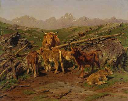 罗莎·博纳尔(rosa bonheur，法国画家)-(给小牛断奶（1879）)
