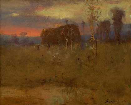 乔治·英尼斯 (George Inness，美国画家)-(草地上的余辉（约 1888-1892 年）)