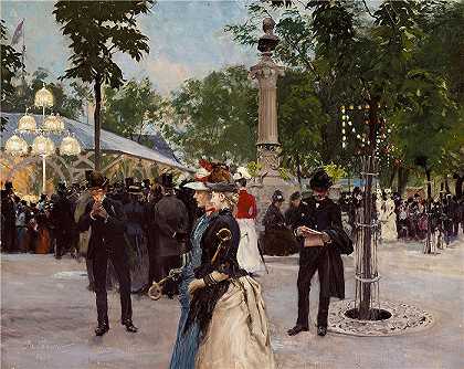 保罗·费舍尔(Paul Fischer，丹麦画家)-(蒂沃利的夏夜（1888年） )
