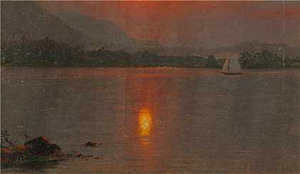 弗雷德里克·埃德温·丘奇（Frederic Edwin Church，美国画家）-(米利诺基特湖，日落 (1870–80))