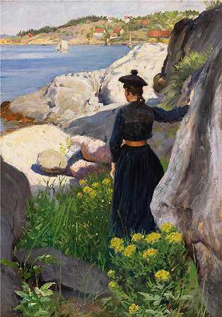 保罗·费舍尔(Paul Fischer，丹麦画家)-(在海岸 (1890))