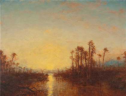 费利克斯·齐姆（Félix Ziem，法国画家）-(喀土穆，日落（1885-1890）)