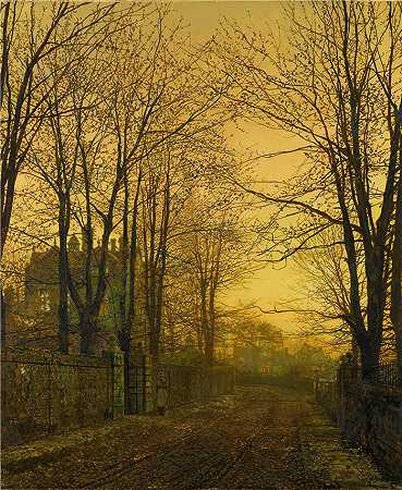约翰·阿特金森·格里姆肖（John Atkinson Grimshaw，英国画家）-(辉光后的十月 (1885))