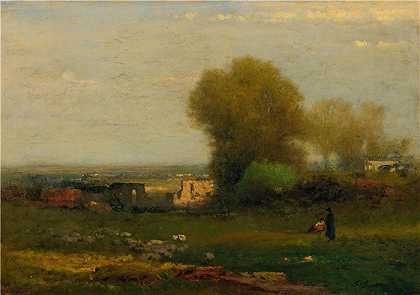 乔治·英尼斯 (George Inness，美国画家)-(意大利坎帕尼亚老渡槽旁（约 1873 年）)