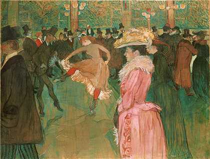 亨利·德·图卢兹-劳特累克（Henri de Toulouse-Lautrec,法国画家）-(在红磨坊 – 舞蹈)
