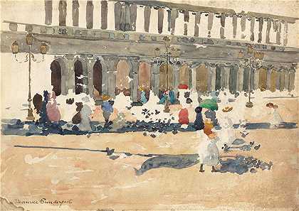 莫里斯·普伦德加斯特（Maurice Prendergast，美国画家）-(威尼斯的弗洛里安咖啡馆（1898-1899）)