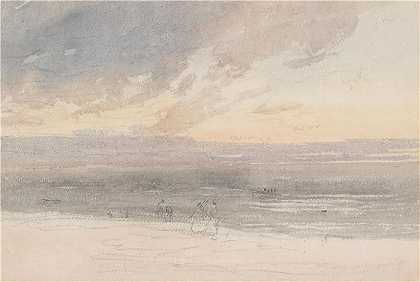 大卫·考克斯（David Cox，英国画家）-(岸边的日落（1783-1859）)