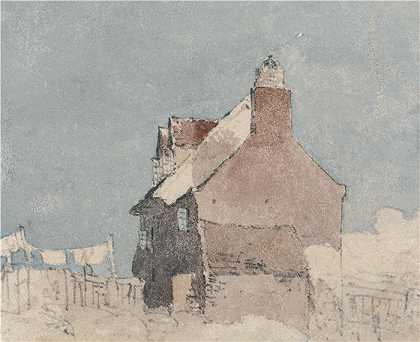 大卫·考克斯（David Cox，英国画家）-(肯特郡诺斯弗利特的小屋（约 1810 年）)