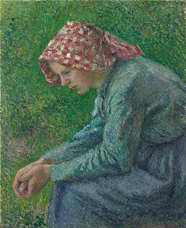 卡米尔·毕沙罗（Camille Pissarro，法国画家）-(坐着的农妇（1885）)