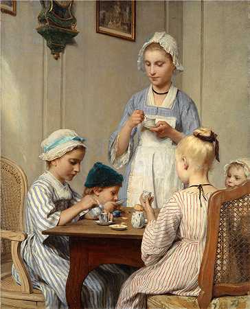 阿尔伯特·安克（Albert Anker，瑞士画家）-(吃早餐的孩子（1879）)