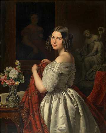 费迪南德·乔治·沃尔德米勒（Ferdinand Georg Waldmuller,奥地利画家）作品–厕所里的年轻女士（1840）