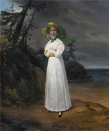 贺拉斯·韦尔内（Horace Vernet，法国画家）-(寡妇让·亨利·路易·格勒富勒 (Jean-Henri-Louis Greffulhe) 的肖像)