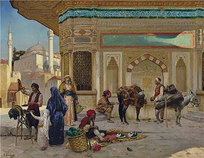 鲁道夫·恩斯特（Rudolf Ernst，奥地利画家）-(艾哈迈德三世喷泉，伊斯坦布尔（1892 年）)