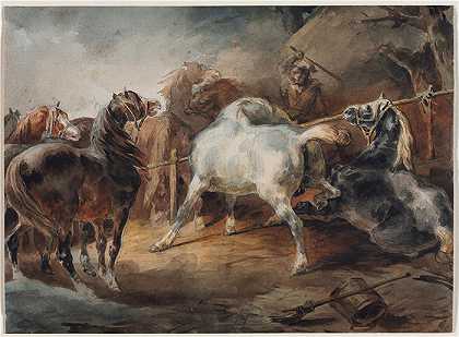 西奥多·杰利柯(Théodore Géricault，法国画家)-(战马（约 1820 年）)