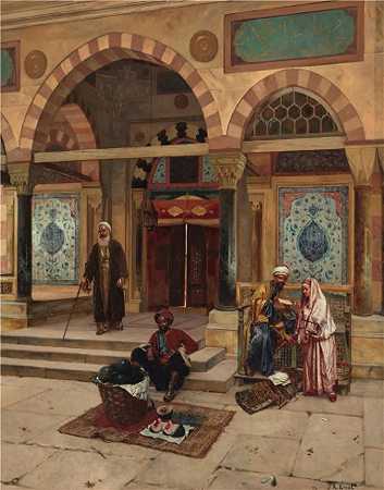 鲁道夫·恩斯特（Rudolf Ernst，奥地利画家）-(清真寺外)