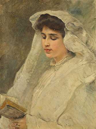 康斯坦丁·马科夫斯基（ Konstantin Makovsky，俄罗斯画家）-(阅读的女人)
