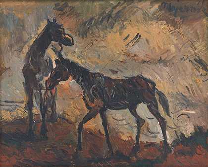 赛普里安·马耶尼克（Cyprián Majerník,斯洛伐克画家）-(失控的马 (1941))