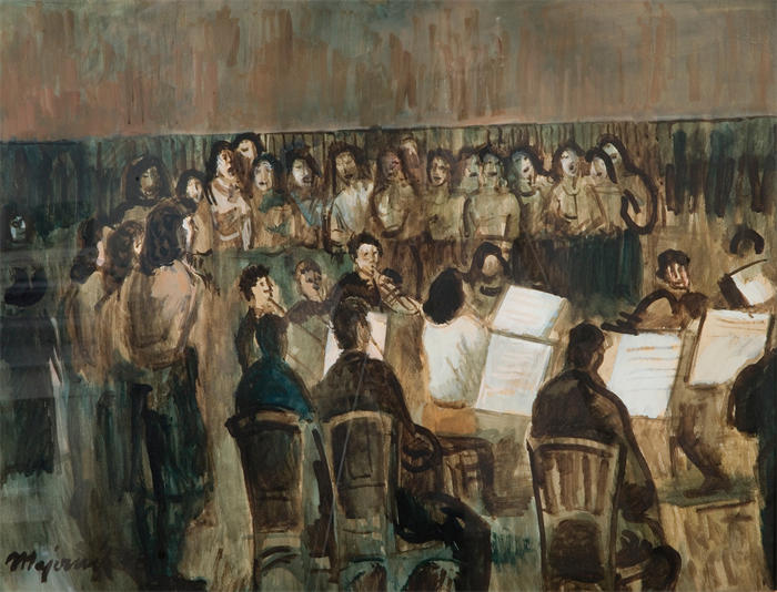 赛普里安·马耶尼克 Cyprián Majerník,斯洛伐克画家）高清作品-《音乐会 [1943]》