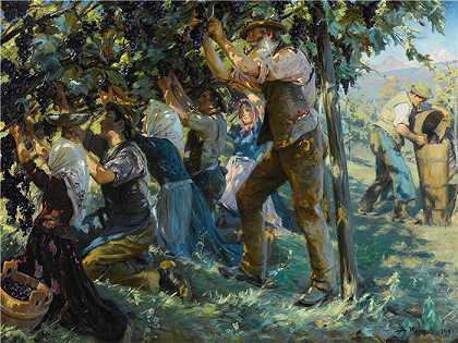 佩德·瑟夫林·柯罗耶（Peder Severin Kroyer，丹麦画家）-(蒂罗尔的葡萄酒收获 (1901))