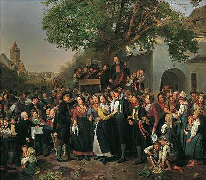 费迪南德·乔治·沃尔德米勒（Ferdinand Georg Waldmuller,奥地利画家）作品–下奥地利农民婚礼（1843）