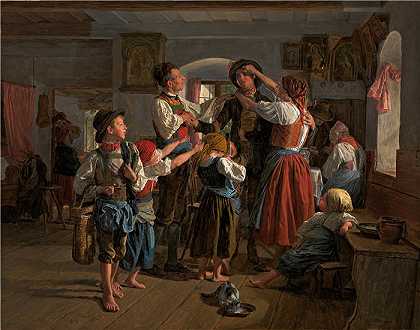 费迪南德·乔治·沃尔德米勒（Ferdinand Georg Waldmuller,奥地利画家）作品–新兵的告别 (1854)