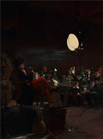 杰汉·乔治·维伯特（Jehan Georges Vibert ，法国画家）-(夜班（约 1881 年）)