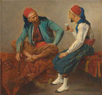 伊西多尔·皮尔斯（Isidore Pils，法国画家）-两个北非人交谈（约 1860 年代）