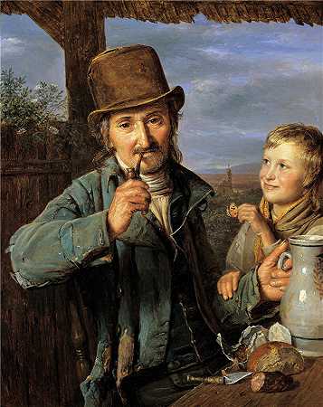 费迪南德·乔治·沃尔德米勒（Ferdinand Georg Waldmuller,奥地利画家）作品–带着儿子的日工（1823）