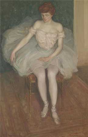 弗雷德里克·卡尔·弗里塞克（Frederick Carl Frieseke，美国画家）-(芭蕾舞女演员 (1904))