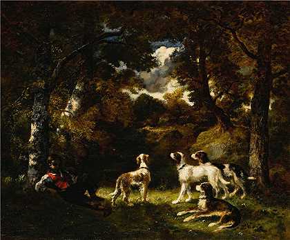 纳西斯·迪亚兹·德·拉·佩纳（Narcisse-Virgile Diaz de la Peña，法国画家）作品-(从狩猎中休息（1855）)