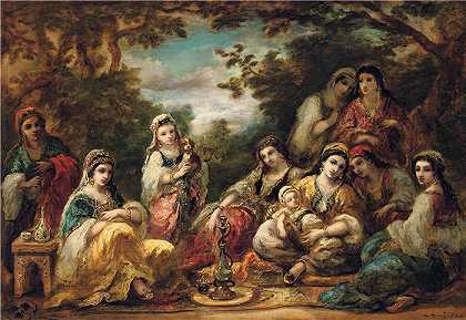 纳西斯·迪亚兹·德·拉·佩纳（Narcisse-Virgile Diaz de la Peña，法国画家）作品-(东方女士休闲（1864）)